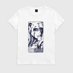 Футболка хлопковая женская Футуристичная кибернетическая девушка, цвет: белый