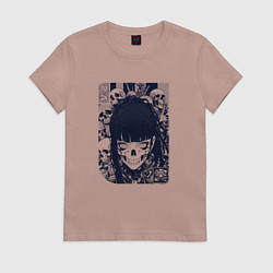 Женская футболка Кибернетическая девушка-скелет