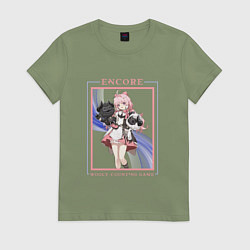 Футболка хлопковая женская Encore Woolycounting Game, цвет: авокадо