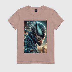 Женская футболка Веном в профиль - нейроарт фантазия