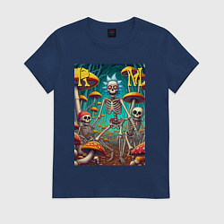 Женская футболка Скелеты Рика и Морти на грибной поляне - нейроарт