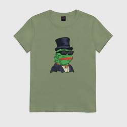 Футболка хлопковая женская Лягушонок пепе, цвет: авокадо