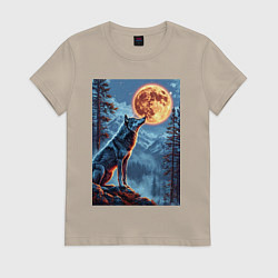 Женская футболка Волк и луна