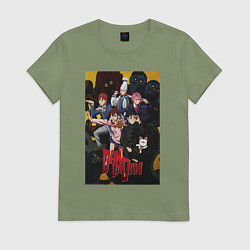 Футболка хлопковая женская Дандадан: Все герои, цвет: авокадо