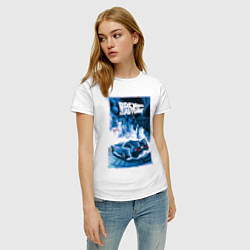 Футболка хлопковая женская Назад в будущее - делориан, цвет: белый — фото 2