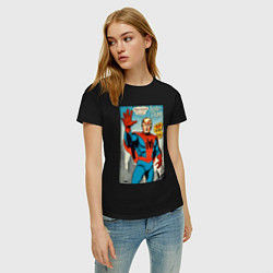 Футболка хлопковая женская Spider-Trump - retro, цвет: черный — фото 2