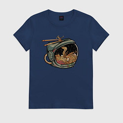 Футболка хлопковая женская Космическая лапша, цвет: тёмно-синий