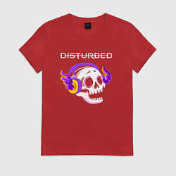 Женская футболка Disturbed - неоновый череп