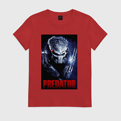 Футболка хлопковая женская Predator in the helmet, цвет: красный