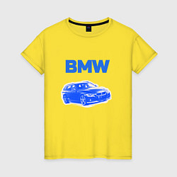 Футболка хлопковая женская Blue bmw, цвет: желтый