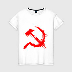 Футболка хлопковая женская Sickle and hammer red paint, цвет: белый