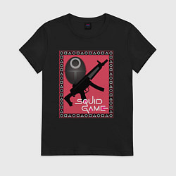 Женская футболка Squid game gun and mask