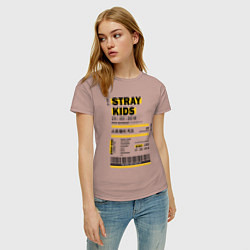 Футболка хлопковая женская Stray kids ticket, цвет: пыльно-розовый — фото 2