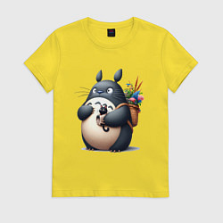 Женская футболка Totoro and black cat - anime