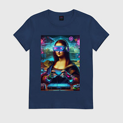 Женская футболка Mona Lisa is an avid gamer - cyberpunk