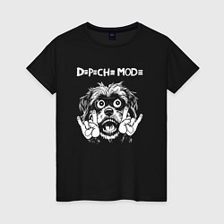 Футболка хлопковая женская Depeche Mode rock dog, цвет: черный