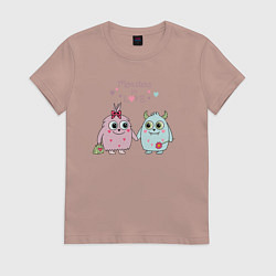 Футболка хлопковая женская Свидание монстриков, цвет: пыльно-розовый