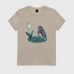 Женская футболка Сова и подснежник