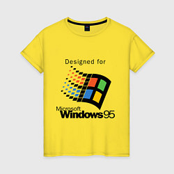 Футболка хлопковая женская Предназначен для windows 95, цвет: желтый