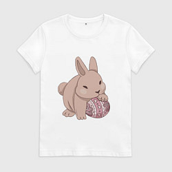 Женская футболка Маленький пасхальный кролик с яйцом