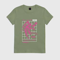 Женская футболка Человек-бензопила Денджи розовая решетка