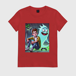 Женская футболка Морти и призрак Рика Санчеса - нейроарт фантазия