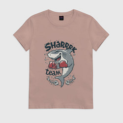 Футболка хлопковая женская Shark team, цвет: пыльно-розовый