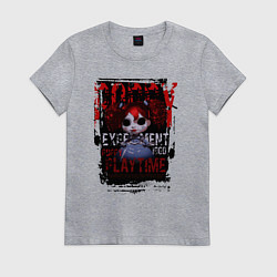 Футболка хлопковая женская Кукла Поппи из Poppy Playtime, цвет: меланж