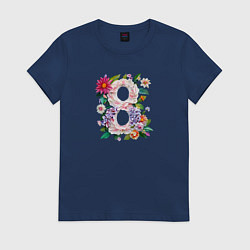 Женская футболка 8 марта - цветы восьмёркой
