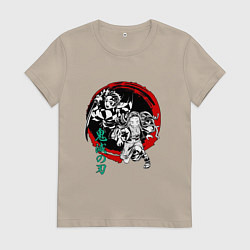 Женская футболка Клинок рассекающий демонов Незуко и Тандзиро круг