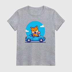 Женская футболка Котик водитель