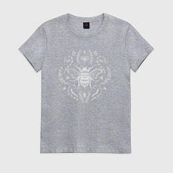 Женская футболка Пчела и жуки белые