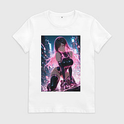 Футболка хлопковая женская Тифа Локхарт из Final Fantasy VII в стиле киберпан, цвет: белый