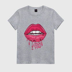 Футболка хлопковая женская I love you, цвет: меланж