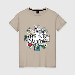Футболка хлопковая женская RHCP - logo with songs, цвет: миндальный