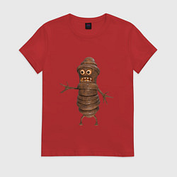 Женская футболка Сartoon worm character brown