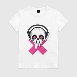 Женская футболка Череп в наушниках