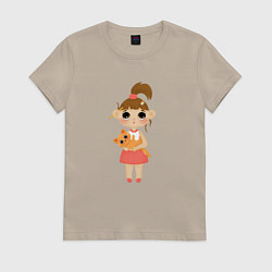 Женская футболка Девочка с котиком