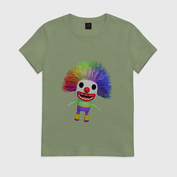 Женская футболка Cartoon clown colorful hair
