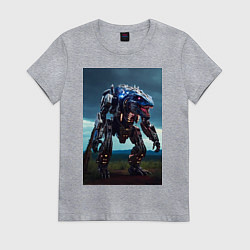 Футболка хлопковая женская Робот в стиле Horizon, цвет: меланж
