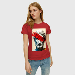 Футболка хлопковая женская Штрих на античной статуе, цвет: красный — фото 2