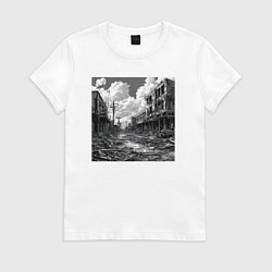 Женская футболка Разрушенный город