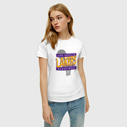 Футболка хлопковая женская Lakers basketball play, цвет: белый — фото 2