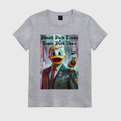 Футболка хлопковая женская Donald Duck Trump and James Duck Vance, цвет: меланж