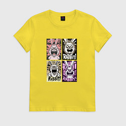 Футболка хлопковая женская Angry rabbit, цвет: желтый