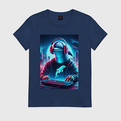 Женская футболка Dolphin is esports player - ai art fantasy