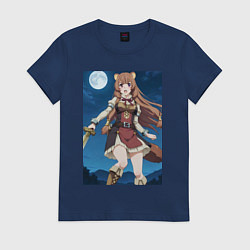 Футболка хлопковая женская Рафталия сражается в ночи, цвет: тёмно-синий