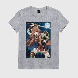 Футболка хлопковая женская Рафталия сражается в ночи, цвет: меланж