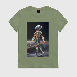Футболка хлопковая женская Полупрозрачный инопланетянин, цвет: авокадо