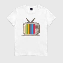 Футболка хлопковая женская Retro television, цвет: белый